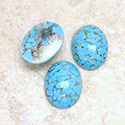 Glass Medium Dome Lampwork Cabochon - Oval 18x13MM TURQUOISE MATRIX (03191)