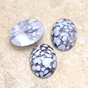 Glass Medium Dome Lampwork Cabochon - Oval 18x13MM WHITE GRANITE MATRIX (03995)