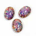 Glass Medium Dome Lampwork Cabochon - Oval 18x13MM VULCANO FIRE OPAL