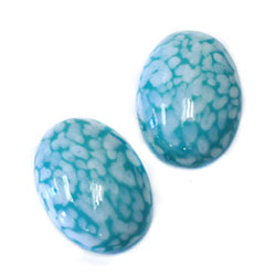Czech Preciosa Glass Medium Dome Lampwork Cabochon - Oval 25x18MM AQUAMARINE MATRIX (03996)