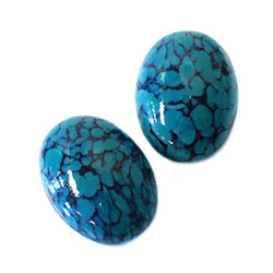 Czech Preciosa Glass Medium Dome Lampwork Cabochon - Oval 25x18MM CHINESE TURQUOISE MATRIX (04333)