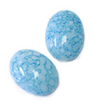 Czech Preciosa Glass Medium Dome Lampwork Cabochon - Oval 25x18MM LT BLUE MATRIX (04414)