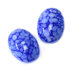 Czech Preciosa Glass Medium Dome Lampwork Cabochon - Oval 25x18MM BLUE MATRIX (04418)