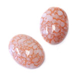 Czech Preciosa Glass Medium Dome Lampwork Cabochon - Oval 25x18MM ORANGE MATRIX (04417)