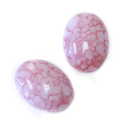 Czech Preciosa Glass Medium Dome Lampwork Cabochon - Oval 25x18MM PINK MATRIX (04418)