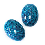Czech Preciosa Glass Medium Dome Lampwork Cabochon - Oval 25x18MM TEAL MATRIX  ON ALABASTER(04439)