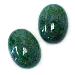 Czech Preciosa Glass Medium Dome Lampwork Cabochon - Oval 25x18MM EMERALD MATRIX (04440)