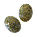 Czech Preciosa Glass Medium Dome Lampwork Cabochon - Oval 25x18MM AMBER MATRIX (04441)