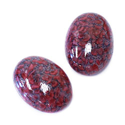 Czech Preciosa Glass Medium Dome Lampwork Cabochon - Oval 25x18MM RUBY MATRIX (04442)