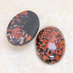 Glass Medium Dome Lampwork Cabochon - Oval 25x18MM BROWN MATRIX with AVENTURINE (03876)