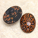 Glass Medium Dome Lampwork Cabochon - Oval 25x18MM HONEY MATRIX with AVENTURINE (03877)