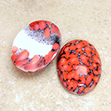 Glass Medium Dome Lampwork Cabochon - Oval 25x18MM CORAL MATRIX (03298)