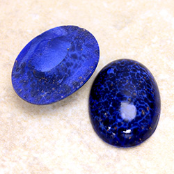 Glass Medium Dome Lampwork Cabochon - Oval 25x18MM LAPIS LAZULI (00392)