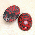 Glass Medium Dome Lampwork Cabochon - Oval 25x18MM RED MATRIX (03270)