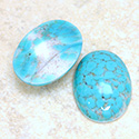 Glass Medium Dome Lampwork Cabochon - Oval 25x18MM TURQUOISE MATRIX (03191)