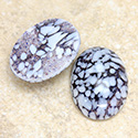 Glass Medium Dome Lampwork Cabochon - Oval 25x18MM WHITE GRANITE MATRIX (03995)