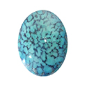 Glass Medium Dome Lampwork Cabochon - Oval 40x30MM BLUE TURQ MATRIX (04390)
