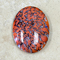 Glass Medium Dome Lampwork Cabochon - Oval 40x30MM CORAL MATRIX (03298)