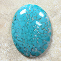 Glass Medium Dome Lampwork Cabochon - Oval 40x30MM TURQUOISE MATRIX (03191)