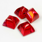 Glass High Dome Foiled Cabochon - Square 10x10MM RUBY