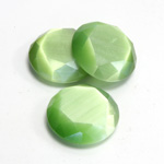 Fiber-Optic Flat Back Stone with Faceted Top and Table - Round 18MM CAT'S EYE LT GREEN