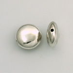 Metalized Plastic Smooth Bead - Round Lentil 15MM SILVER