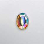 Glass Flat Back Rose Cut Faceted Foiled Stone - Oval 14x10MM CRYSTAL AB