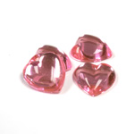 Plastic Flat Back Foiled Cabochon - Heart 15.5MM ROSE
