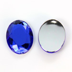 Plastic Flat Back Foiled Rose Cut Rhinestone - Oval 25x18MM SAPPHIRE