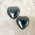 Czech Pressed Glass Pendant - Smooth Puff Heart 15MM MONTANA