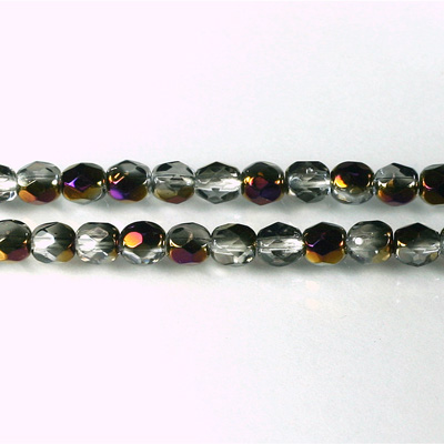 Czech Glass Fire Polish Bead - Round 05MM 1/2 Coated ZAIRIT