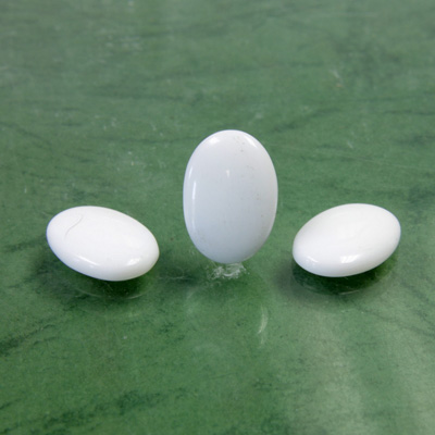 Glass Low Dome Buff Top Cabochon - Oval 14x10MM CHALKWHITE