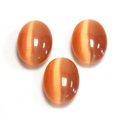 Fiber-Optic Flat Back Cabochon - Oval 18x13MM CAT'S EYE COPPER