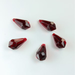 German Plastic Pendant - Transparent Faceted Drop 13x6 GARNET