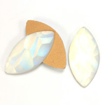 Glass Nugget Top Foiled Cabochon - Navette 27x13MM MATTE CRYSTAL AB
