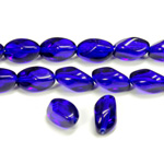 Czech Pressed Glass Bead - Baroque 11x7MM COBALT