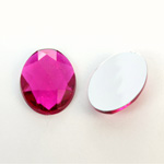 Plastic Flat Back Foiled Rauten Rose Rhinestone - Oval 25x18MM FUCHSIA