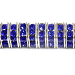 Czech Rhinestone Rondelle - Square 08MM SAPPHIRE-SILVER