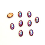 Glass Medium Dome Foiled Cabochon - Coated Oval 06x4MM AMETHYST AB