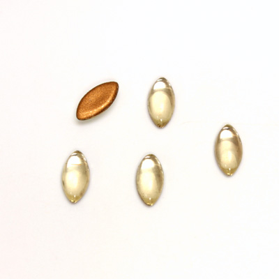 Glass Medium Dome Foiled Cabochon - Navette 10x5MM JONQUIL