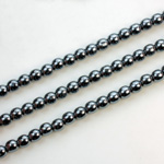 Czech Pressed Glass Bead - Smooth Round 04MM HEMATITE