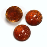 Glass Medium Dome Lampwork Cabochon - Round 15MM GOLD FLECK TOPAZ (05051)