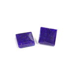 Czech Glass Low Dome Buff Top Cabochon - Lampwork Square 10x10MM LAPIS LAZULI (0392)