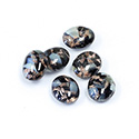 Glass Low Dome Lampwork Cabochon - Oval 10x8MM WHITE OPAL W/ AVENTURINE