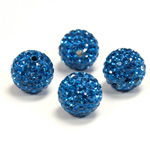 Rhinestone Bead Pave with 1.8MM Hole Metal Base Round 12MM CAPRI BLUE