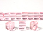 Glass Bead Table Polished - Cube 06x6MM PINK