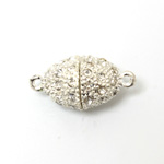 Magnetic Rhinestone Clasp - Oval 19x13MM CRYSTAL SILVER