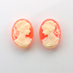 Plastic Cameo - Woman with Ponytail Oval 18x13MM IVORY ON CORNELIAN