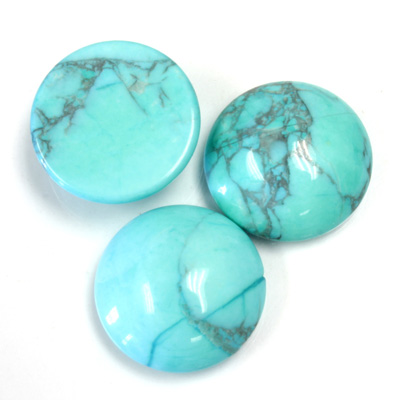 Gemstone Cabochon - Round 18MM HOWLITE DYED CHINESE TURQ