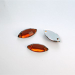 Plastic Flat Back 2-Hole Foiled Sew-On Stone - Navette 15x7MM SMOKE TOPAZ